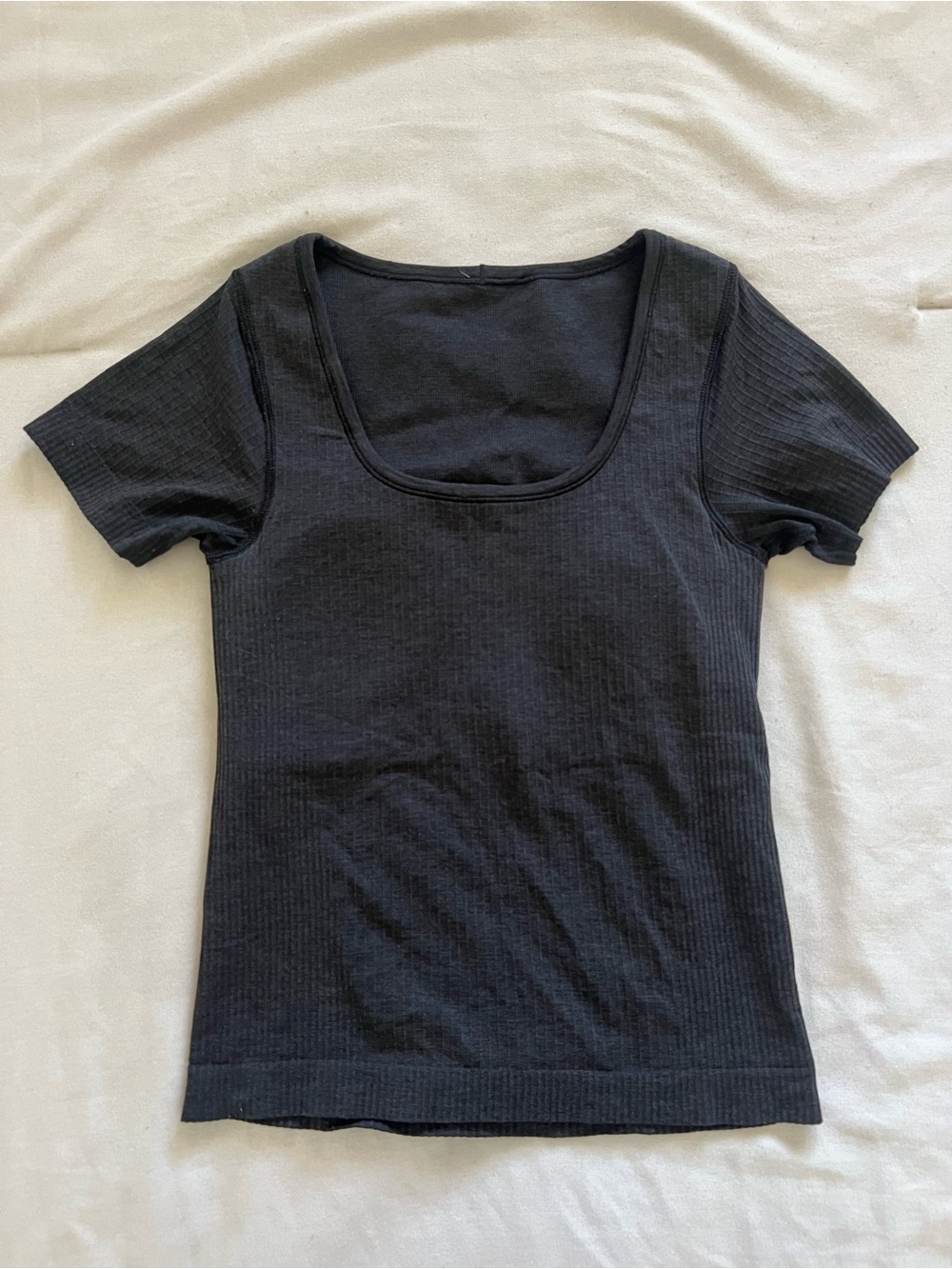lululemon athletica Black Scoop Ribbed Short Sleeve Tee
